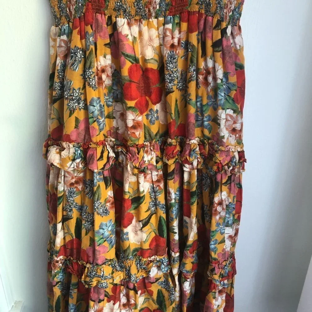 Nicholas Size 16 Smocked Floral Tiered Smocked Adjustable Strap Dress - Picture 5 of 12